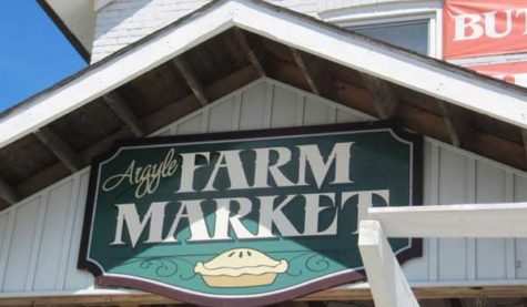 A sign on a building which says "Argyle Farm Market"