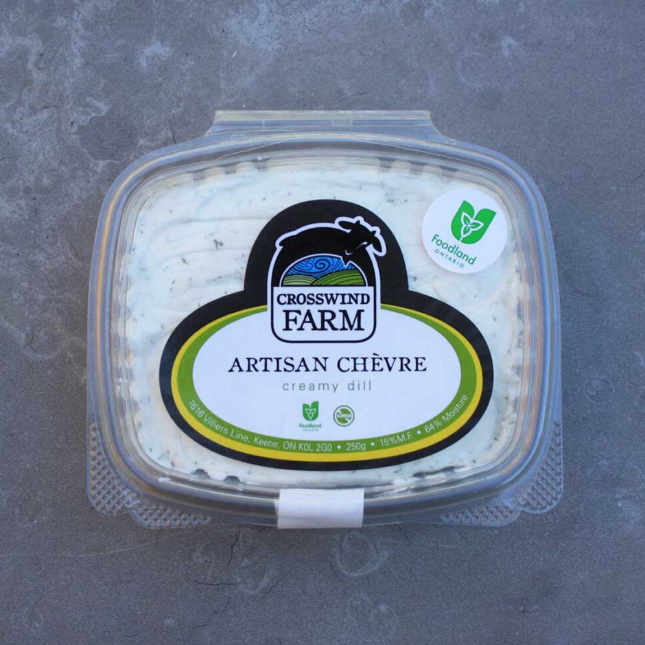 A package of Artisan Cheese with the Cross Wind Farm logo