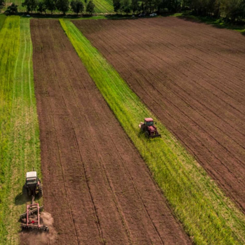 A field being farmed