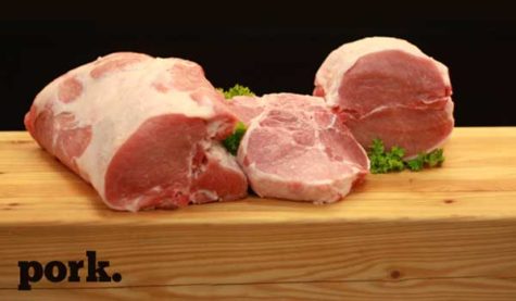 Raw pork on a cutting board